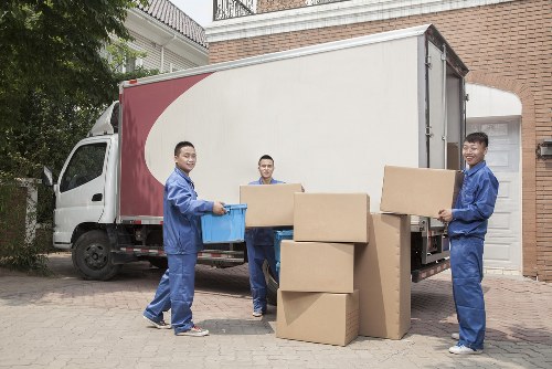 Packing boxes and materials prepared for a London home move