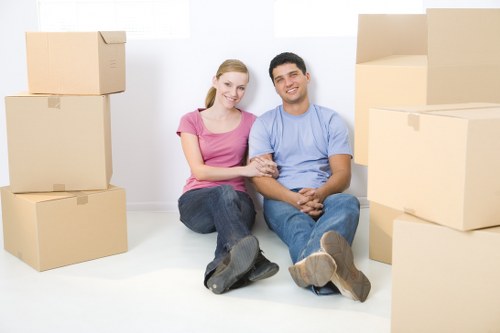 Boxes and furniture being loaded for a London man with a van service