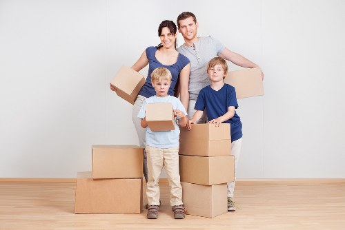 Unpacked boxes in a new London home