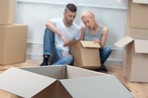 Packed student room ready for removals in London