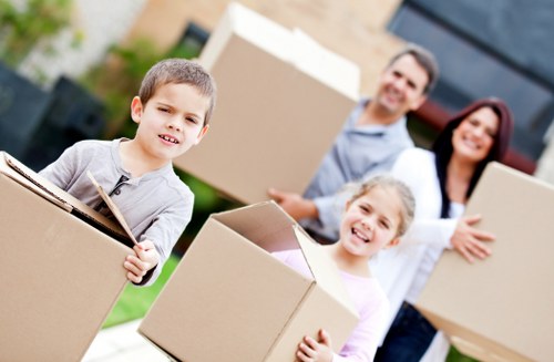 Packed moving boxes ready for house removals in London