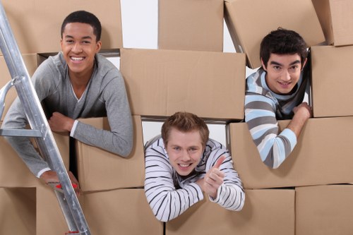 London man and van loading boxes for a move