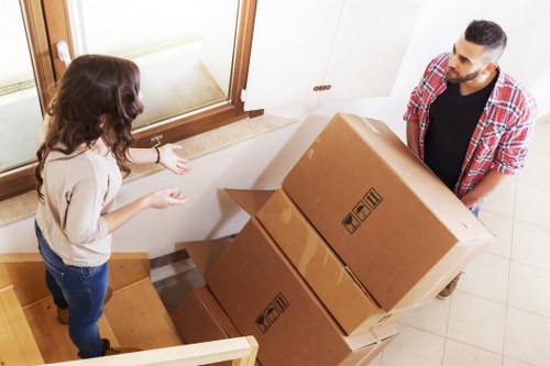 Office furniture removals in London with desks and chairs loaded safely