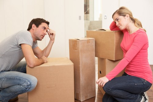 Removal team packing and organising household items in London