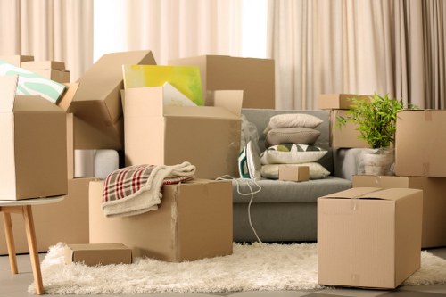 Moving day preparation with boxes in a London property