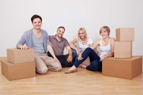 Packed moving boxes ready for removals in London