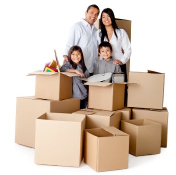 Packing supplies arranged for a house move in London
